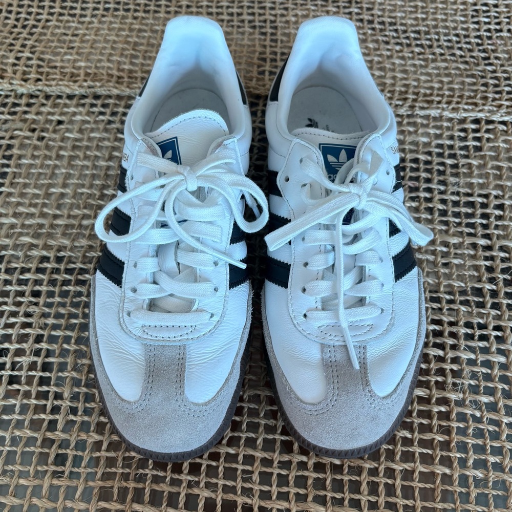Adidas White Samba Sneakers with Black Logo